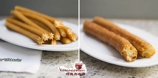 西班牙马德里 Chocolateria SAN GINES 圣希内斯巧克力店的西班牙油条 CHURROS 和 PORRAS 西班牙马德里 Chocolateria SAN GINES 圣希内斯巧克力店的西班牙油条 CHURROS 和 PORRAS