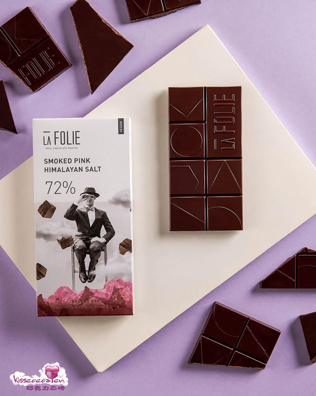 印度 LA FOLIE 拉弗利 LA FOLIE Smoked Pink Himalayan Salt 72% 熏制粉红色喜马拉雅盐黑巧克力 印度 LA FOLIE 拉弗利 LA FOLIE Smoked Pink Himalayan Salt 72% 熏制粉红色喜马拉雅盐黑巧克力