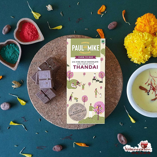 印度 PAUL AND MIKE – 41% Fine Milk Chocolate with Indian Style Thandai 印度风格奶香薄荷牛奶巧克力