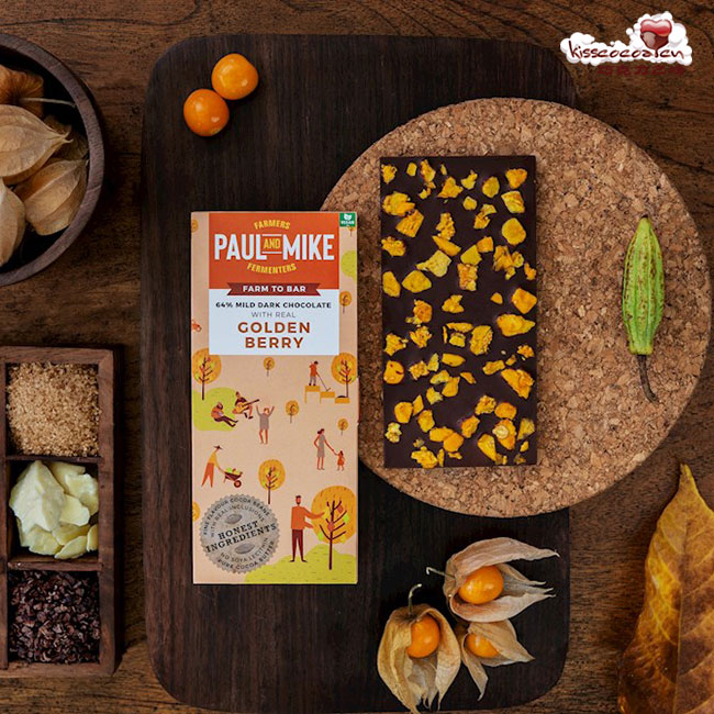 印度 PAUL AND MIKE – 64% Dark Golden Berry Chocolate 64% 灯笼果夹心黑巧克力