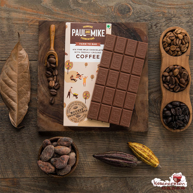 印度 PAUL AND MIKE – Fine Milk Chocolate with Coffee 保罗和迈克 41% 咖啡牛奶巧克力