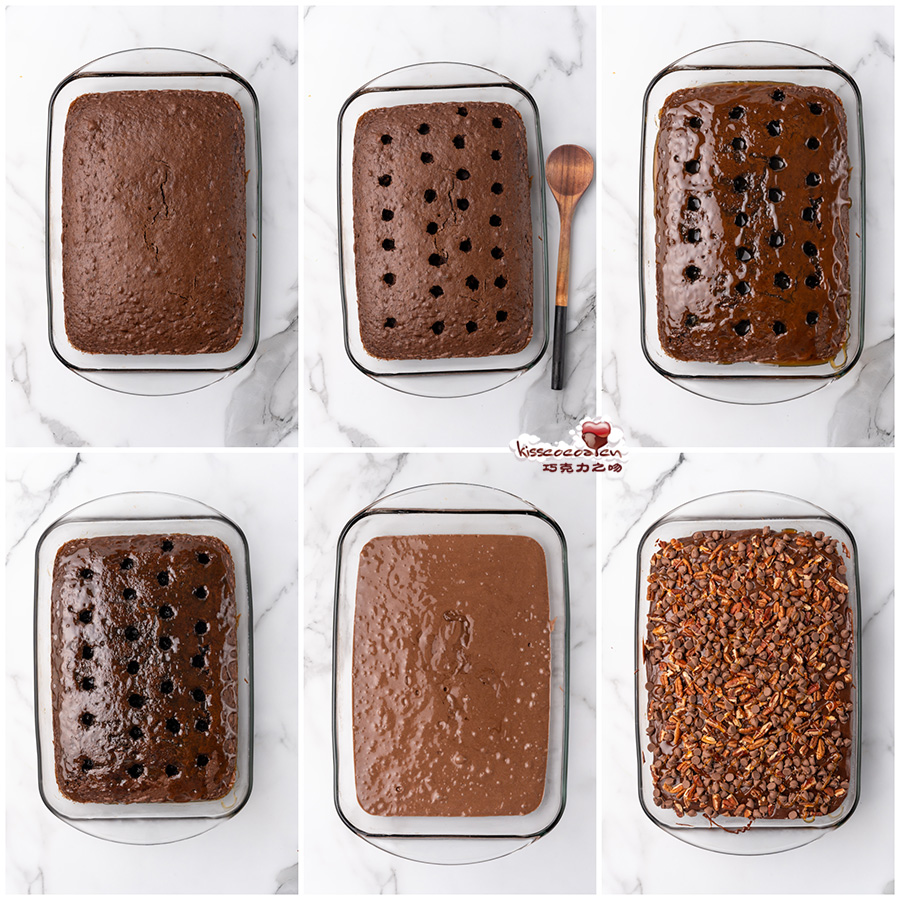 Chocolate Turtle Poke Cake 巧克力海龟蛋糕3